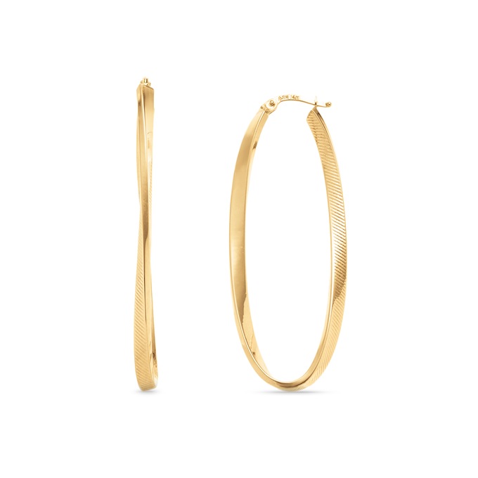 Gold Twist Oval Hoops, , large