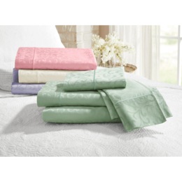 300-Thread Count Cotton Scroll Jacquard Sheet Set, , large