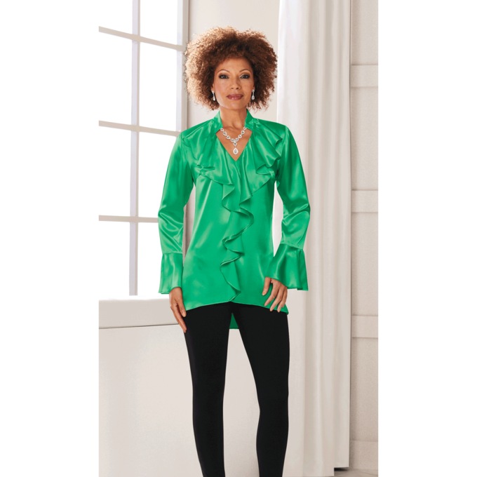 Quinn Ruffle-front Women's Top, , large