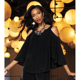 Noor Separates Cold-Shoulder Top, , large