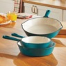 3-Piece Enameled Cast Iron Skillet Set, Island Blue, large