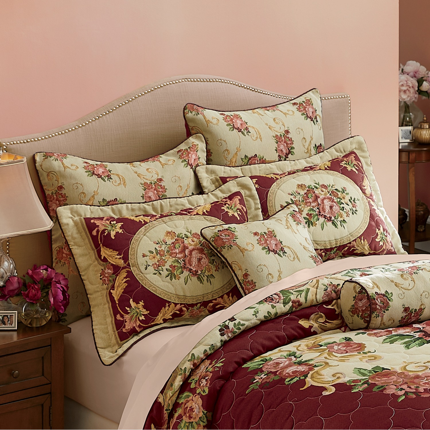 Victoria Tapestry Bedspread, Sham, Pillows and Window Treatments