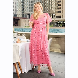 Carabella Women&rsquo;s Maxi Dress with Embroidered Mesh and Sweetheart Neckline, , large