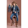 Denim Fringe Jacket, , large