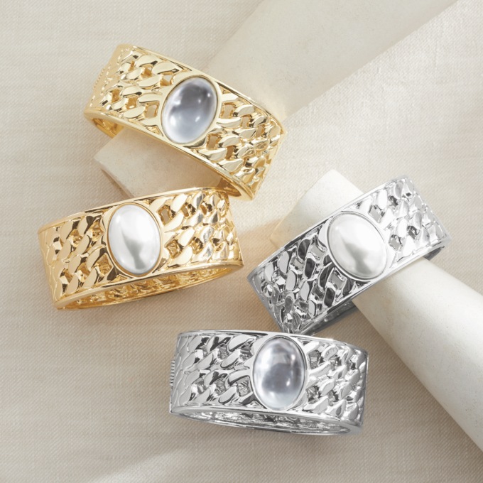 Accent Stone Hinged Bangle, , large