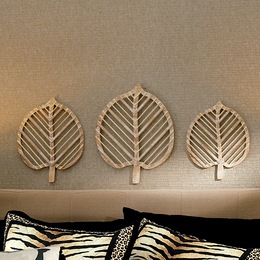 Set of 3 Leaves Wall Art, , large