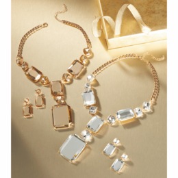 Crystal Rectangle Necklace and Earring Set, , large