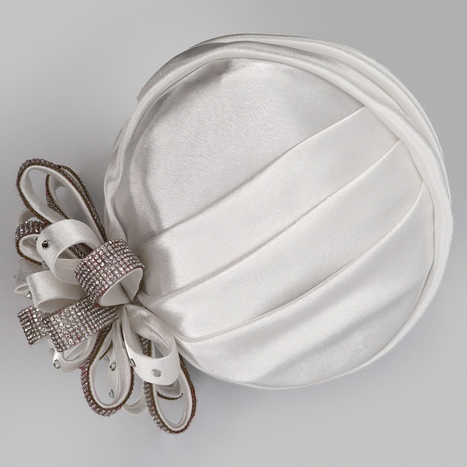 Embellished Satin Flower Turban, , large