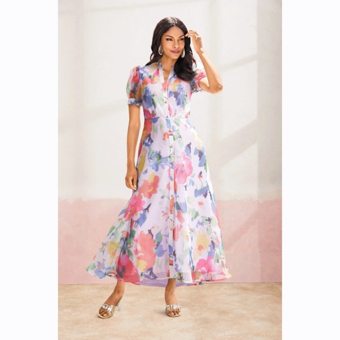 Romantic Organza A-line Shirt Dress, , large