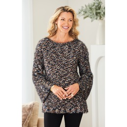 Boucle Bell Sleeve Sweater, , large