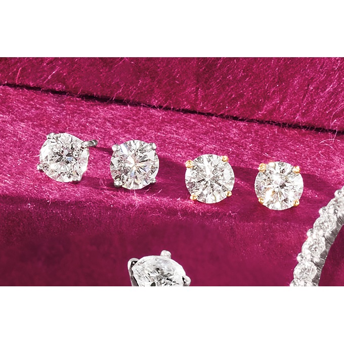 Sterling Lab-Created Diamond Round Solitaire Post Earrings, Sterling Silver, large