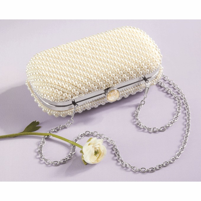 Pearl Embellished Clutch, , large