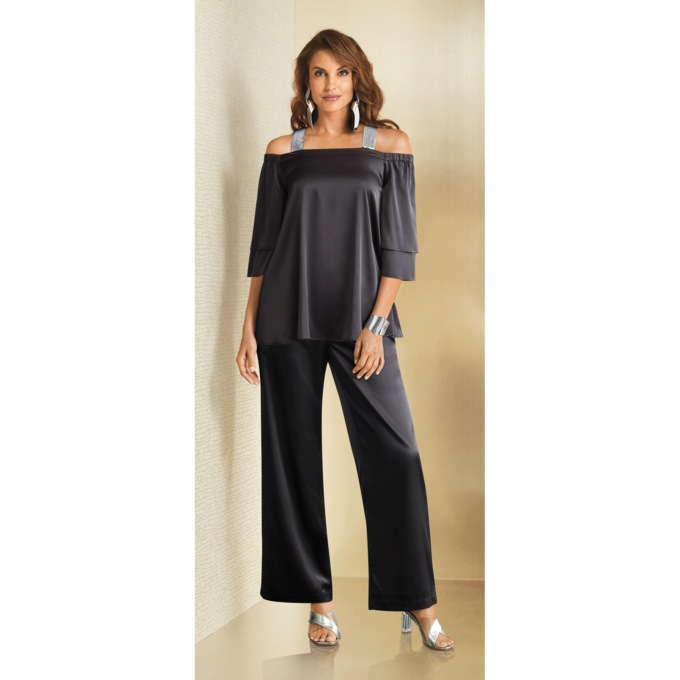 Lili Woven Top, Black, large