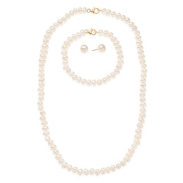 Freshwater Pearl Necklace, Earring and Bracelet Set, , large