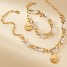 Personalized Crystal-Accent Link Jewelry, , large