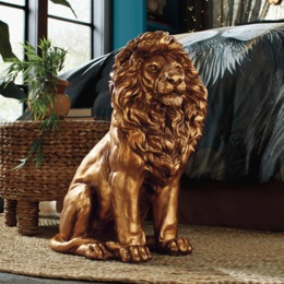 Goldtone Lion Statue, , large