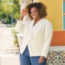 Faux-leather blazer, White, large