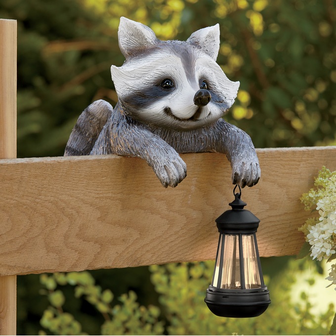 Solar Woodland Critter Fence Sitter, , large