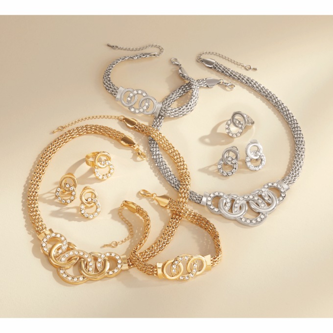 Crystal/Rings Necklace, Bracelet, Earrings & Ring Set, , large