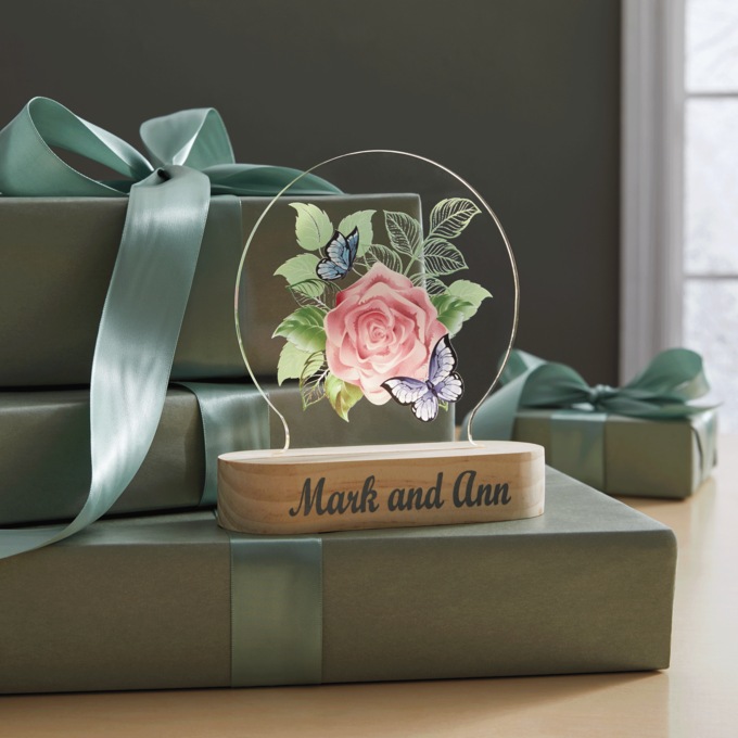 Lit Butterfly Rose Display, , large