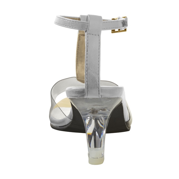 The Marnie Sandal with Rhinestone Strap and 2.5” Clear Acrylic Heel, Gold, large