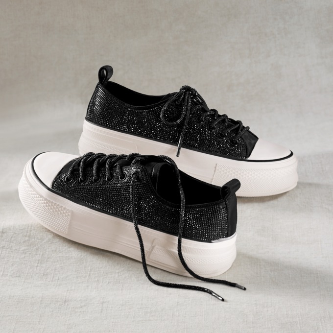 Azalea Wang Lace-Up Revival Sneaker with Rhinestones, , large