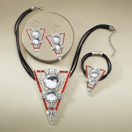 Vintage-Style Crystal &amp; Enamel Necklace, Bracelet &amp; Earring Set, , large