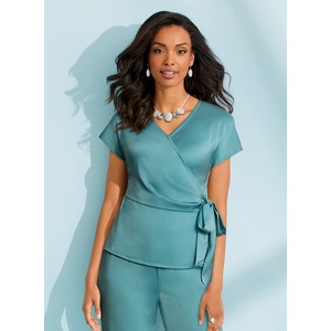 Charmeuse Wrap Top, , large