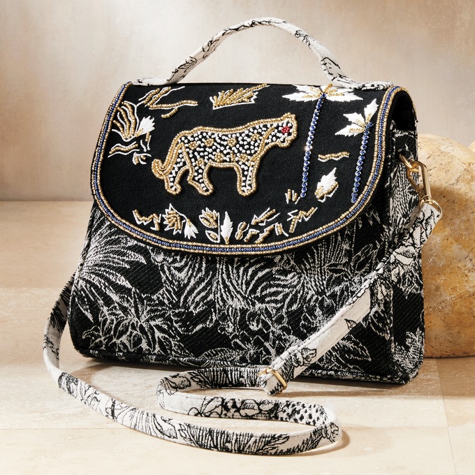 Jungle Jacquard Beaded Bag, , large