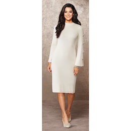 Rhinestone Bow Sweater Dress, , large