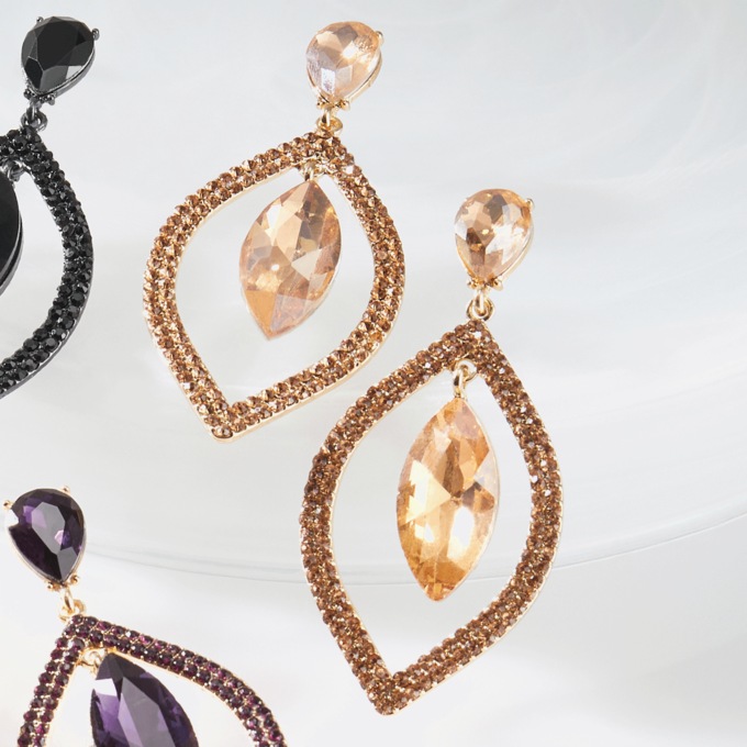 Crystal Marquise Drop Earrings, Topaz Goldtone, large
