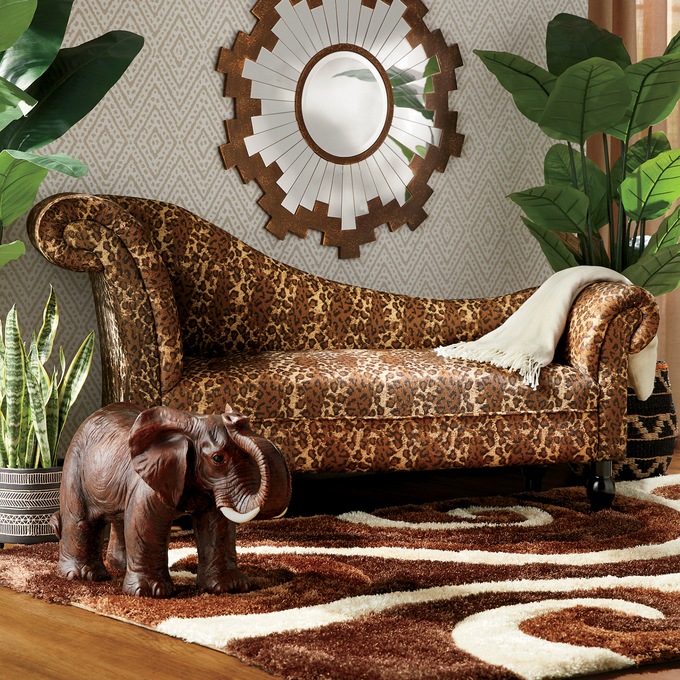 Leopard Print Chaise Midnight Velvet