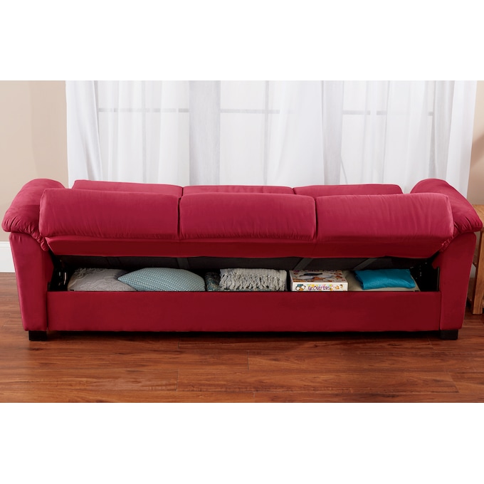 Super Plush Convertible Sofa Bed with Storage, Red, large