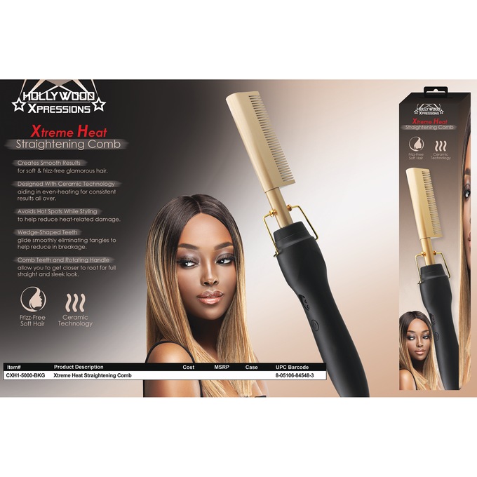 Xtreme Heat Straightening Hot Comb with Ceramic Technology, Black, large