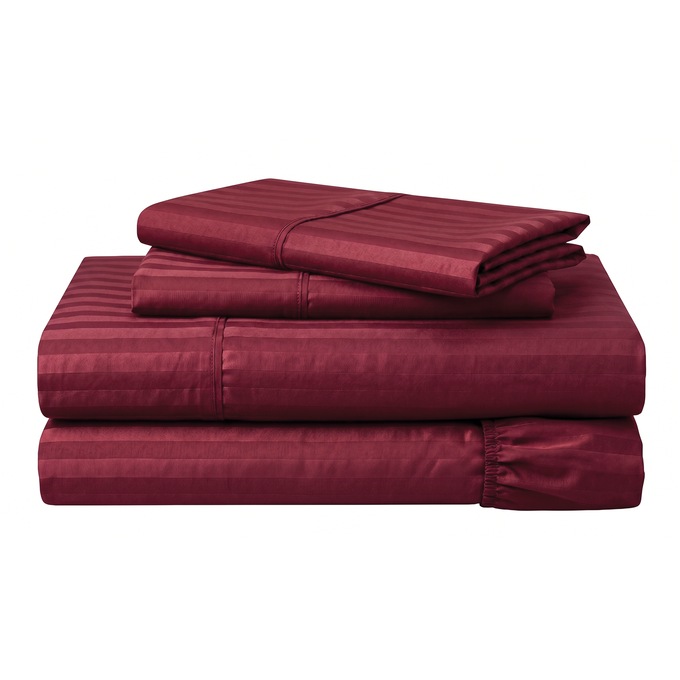 400-Thread Count Egyptian Cotton Sateen Stripe Sheet Set, , large
