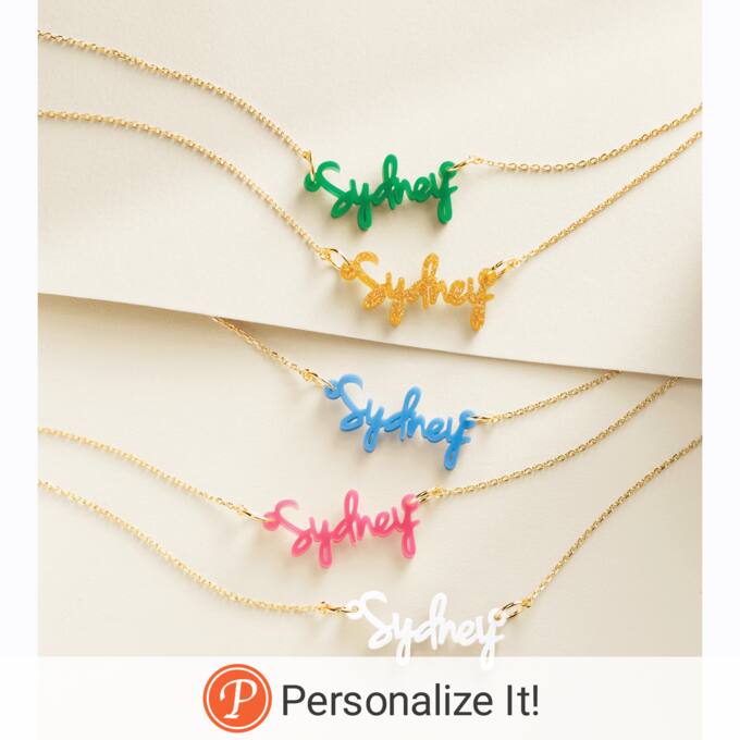 Personalized Name Acrylic Color Necklace, , large