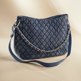 Quilted Denim Hobo, , large