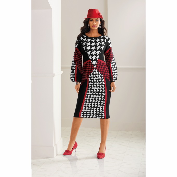Houndstooth sweater dress hot sale