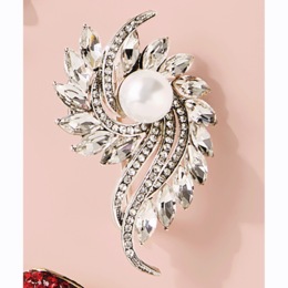 Rhinestone Pin Brooch, , large