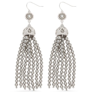 Faux-Pearl Tassel Earrings, , large