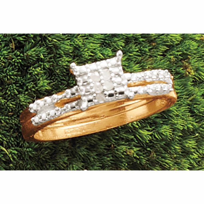 Diamond Square Cluster Bridal Set, , large