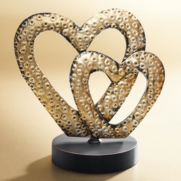 Golden Two Hearts Sculpture, , large