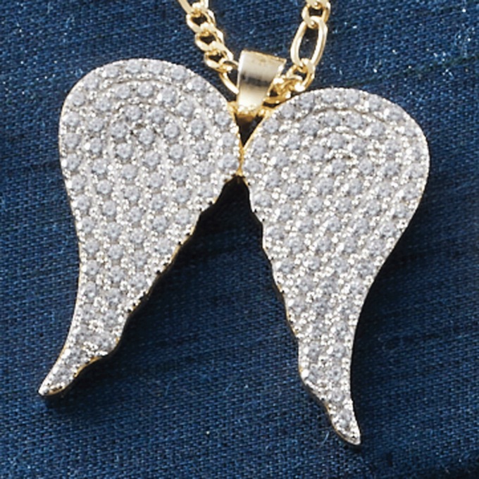 Cubic Zirconia Wings Pendant, , large