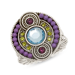 Crystal Beaded Art Deco Stretch Ring, , large