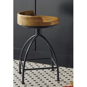 Blake Short Wood Seat Stool, , large