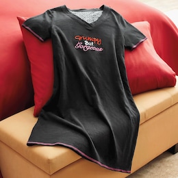 Grumpy But Gorgeous Women&rsquo;s Funny Embroidered Novelty Nightshirt in Jersey Knit, , large