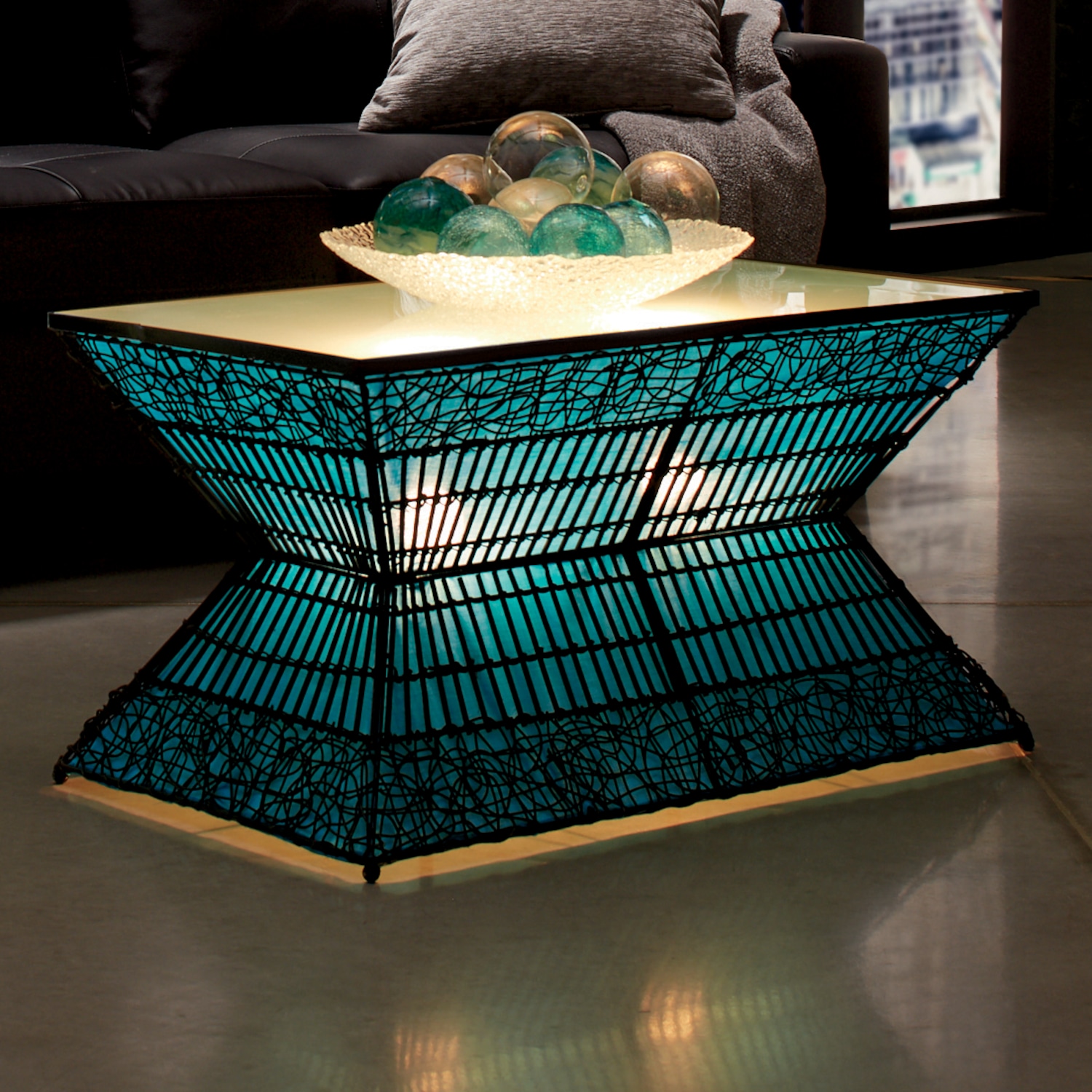Zain Lighted Rattan Coffee Table | Midnight Velvet Zain Lighted Rattan Coffee Table | Midnight Velvet