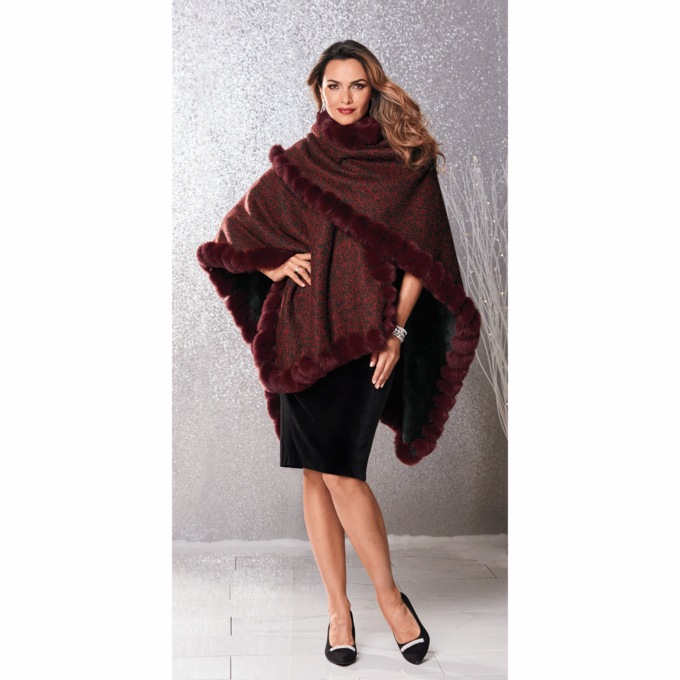 Reversible Faux-Fur Trim Wrap, , large