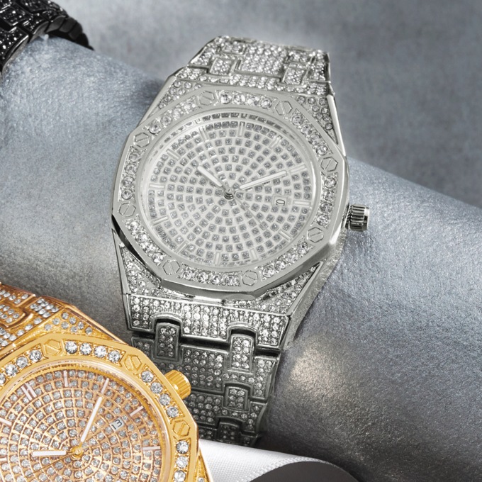 Men's Crystal Round Bracelet Watch, , large