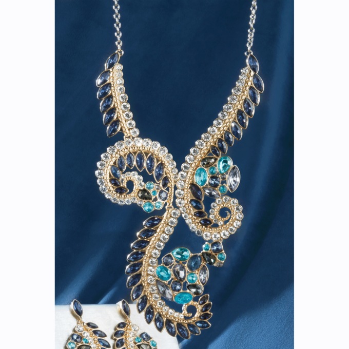 Crystal Blues Swirl Necklace, , large
